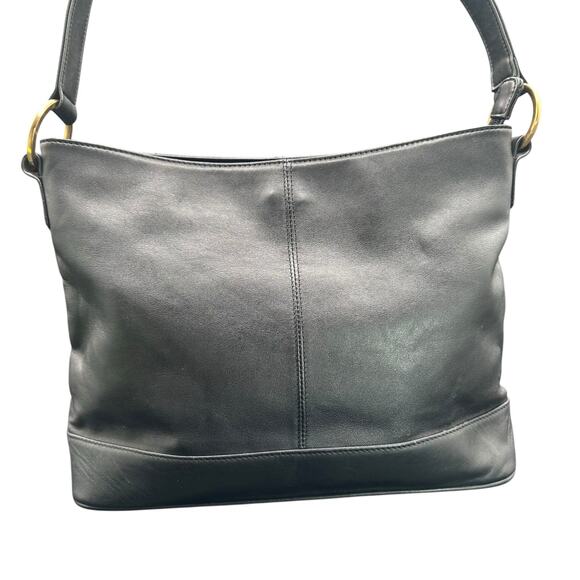 Giani Bernini Black Leather Shoulder Bag Gold Hardware Classic Hobo Purse - Picture 3 of 12